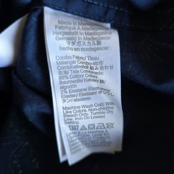 J Crew Men's XL Slim Fit Flex Washed Navy Hawaiian Shirt Woody Shark Palm Tree - Picture 7 of 7